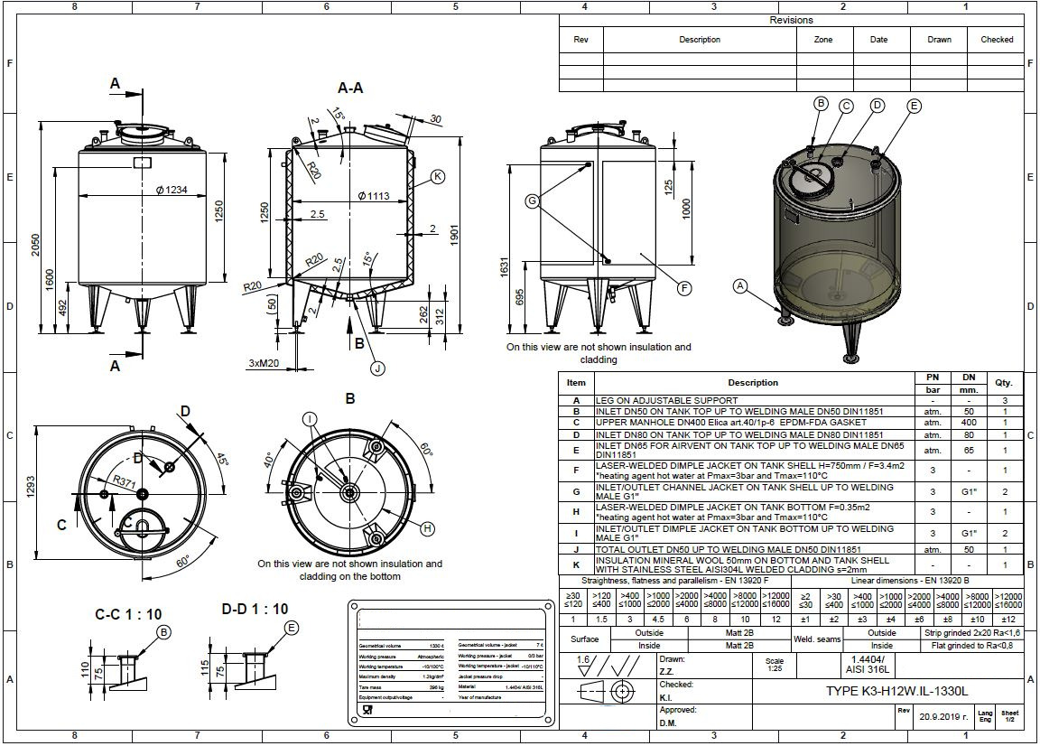 1330 liters tank i syrefast 316