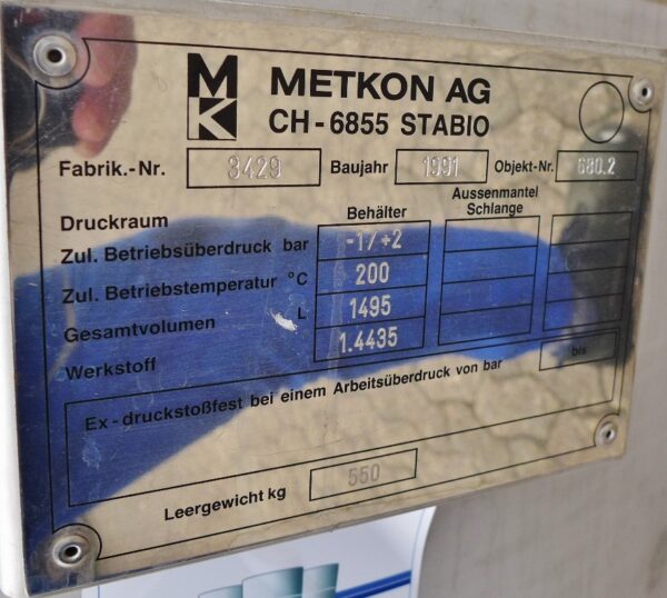 1495 liters tank i syrefast 316