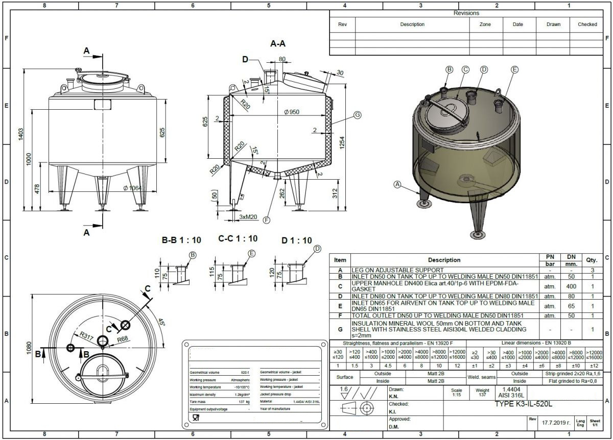 520 liters tank i syrefast 316