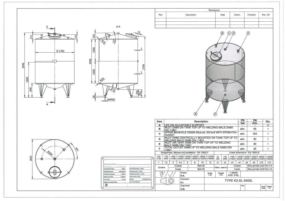 5400 liters tank i syrefast 316