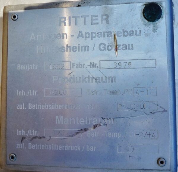 6300 liters tank i rustfritt stål 304