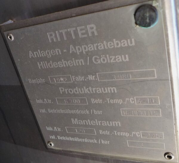 6300 liters tank i rustfritt stål 304