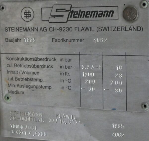 1300 liters tank i syrefast 316