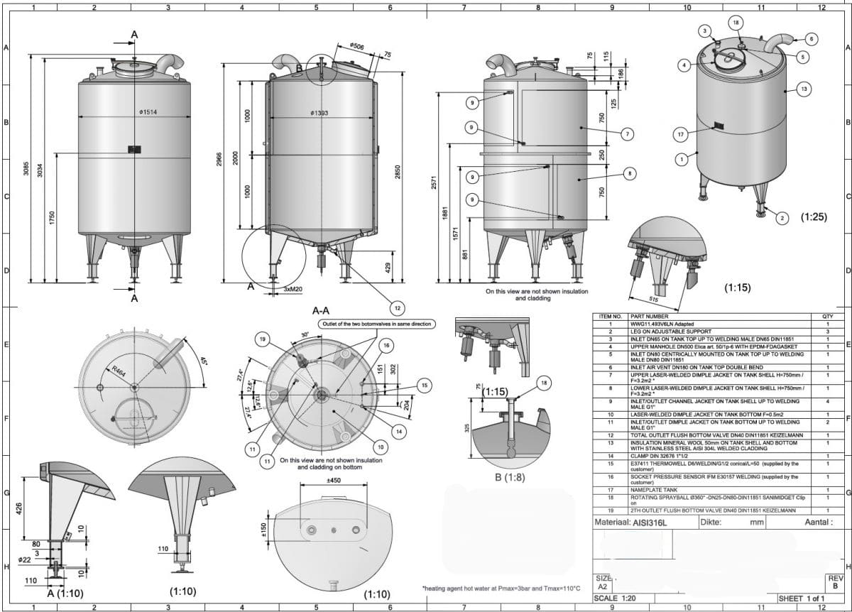 3200 liters tank i syrefast 316