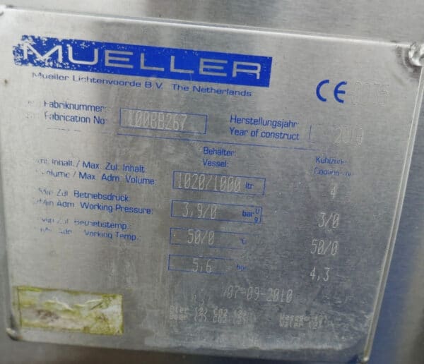 1020 liters tank i rustfritt stål 304